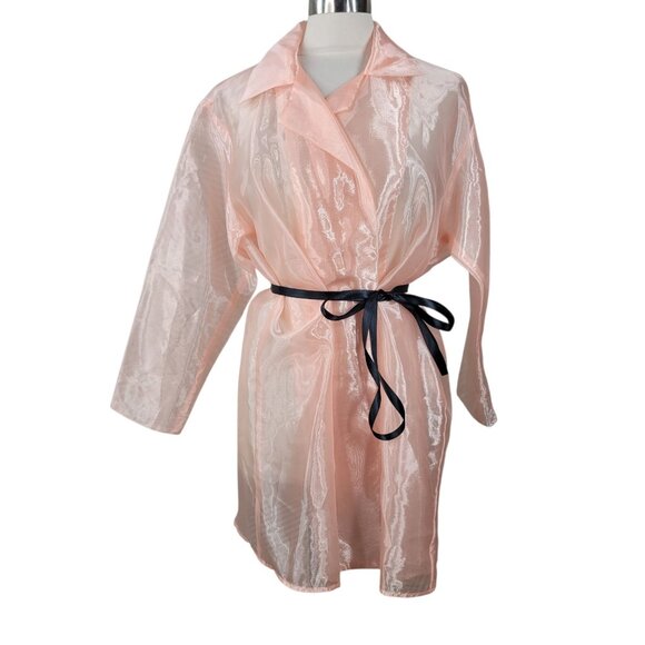 NEW Vtg Sheer Mesh Jacket One Size Small Medium Large XL Chiffon cover up Pink - Picture 1 of 6